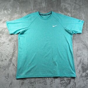 Nike Shirt Mens XL Green Swim Short Sleeve Dri Fit UPF 40 Activewear Performance
